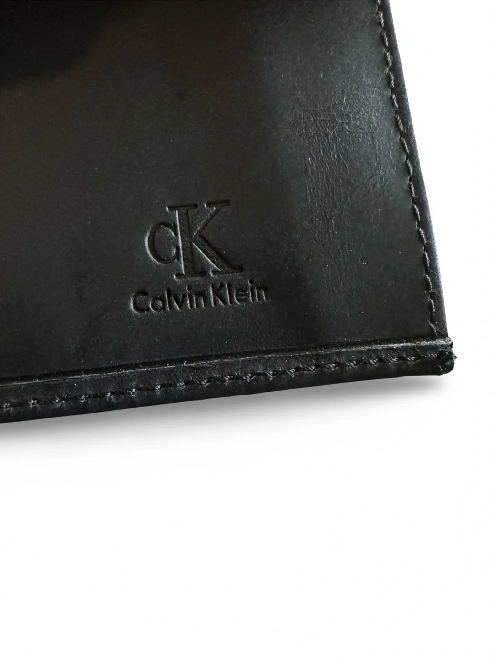 Calvin Klein Premium made in Spain Black Embossed Leather Long Wallet Unisex